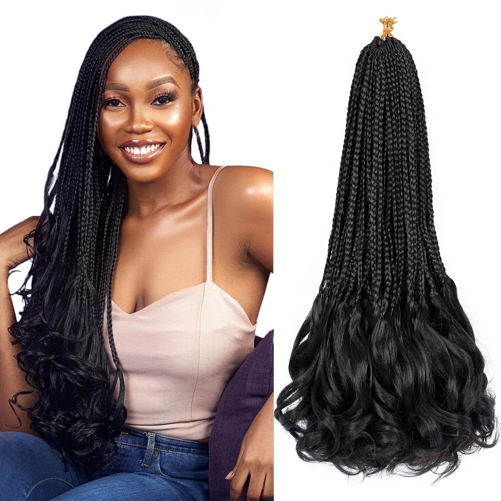 Dreamgirl French Deep Curl Haarextensions – 18 Zoll, Farbe 1B, 100% Echthaar Für Volumen & Länge