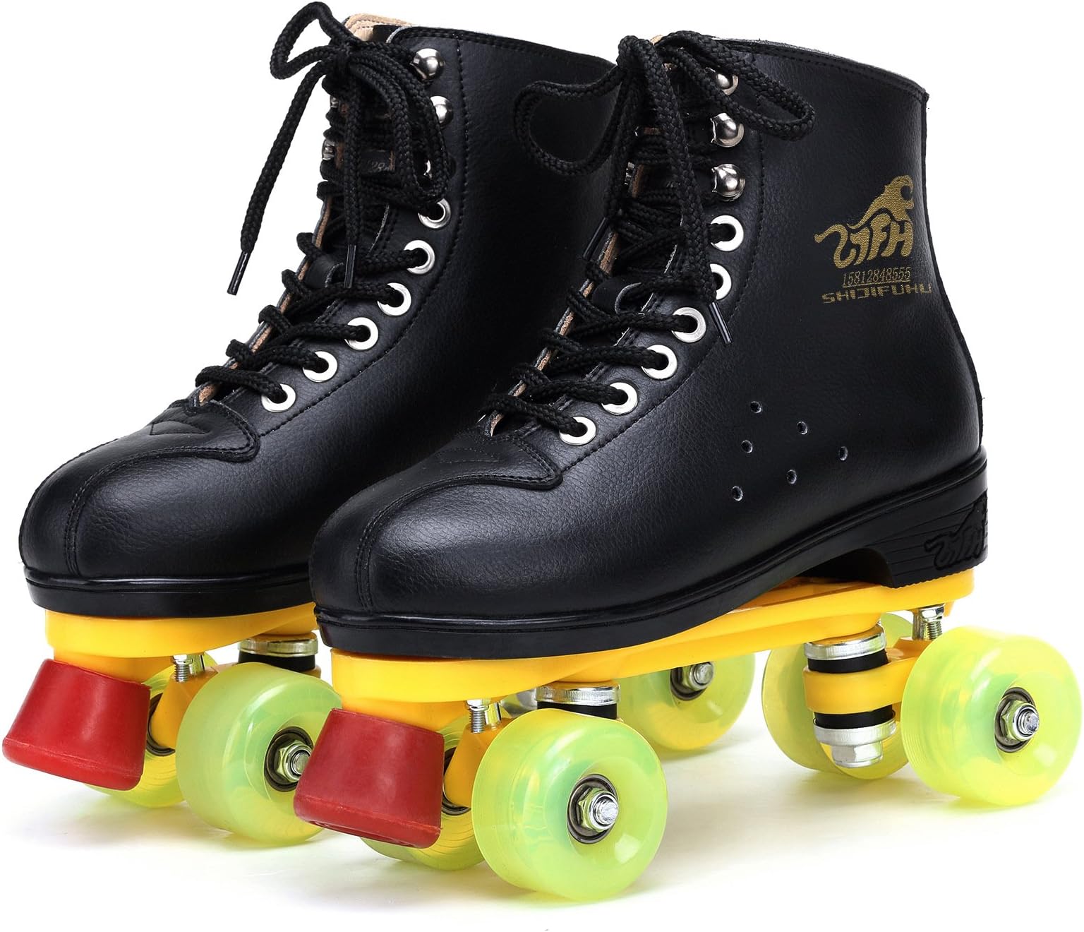 Ling@ Ms full leather double row of four-wheeled roller skates roller skate shoes men's Skate