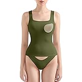 SUUKSESS Women Cotton Rib Squre Neck Tops Sleeveless Summer Padded Basic Tank Top