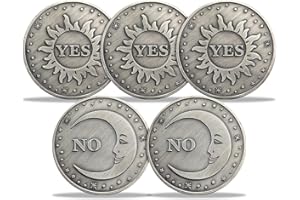 RYUKENLM 5 Pcs Yes No Challenge Coin Decision Maker Divination Coin Sun and Moon Double Sided Coin
