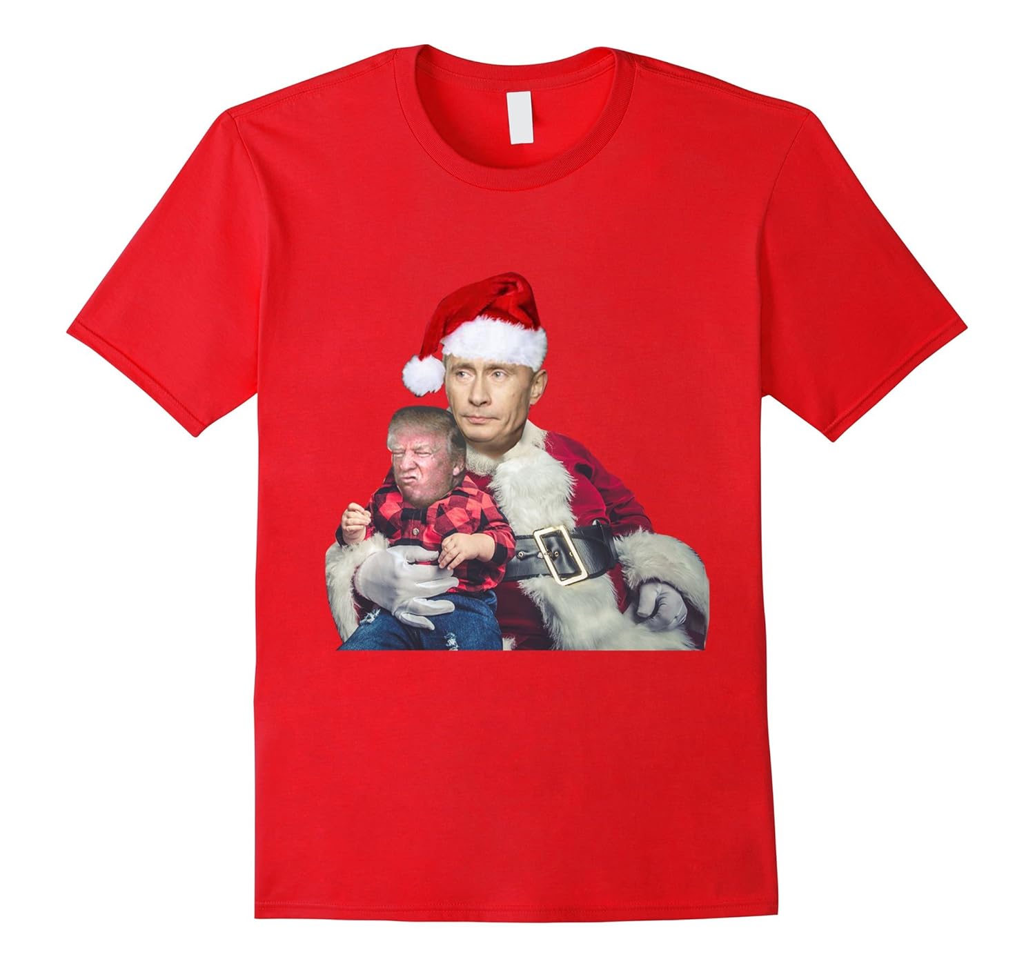 Santa Putin & Baby Trump | Ugly & Tacky Sweater T-Shirt-Rose