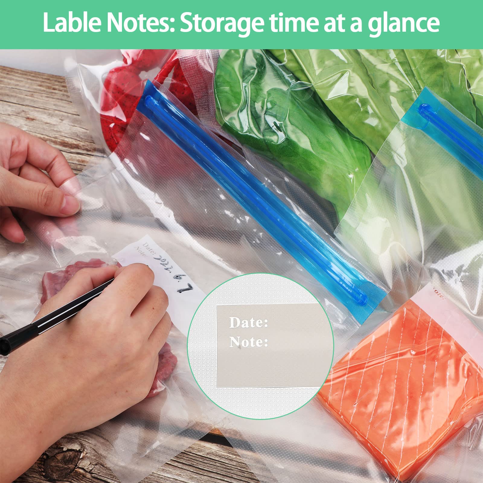 60 Pack Sous Vide Bags Vacuum Sealer for Food, 4 Sizes Reusable Food Bags Vacuum Zipper Storage with Air Valve Double Layers Food Storage