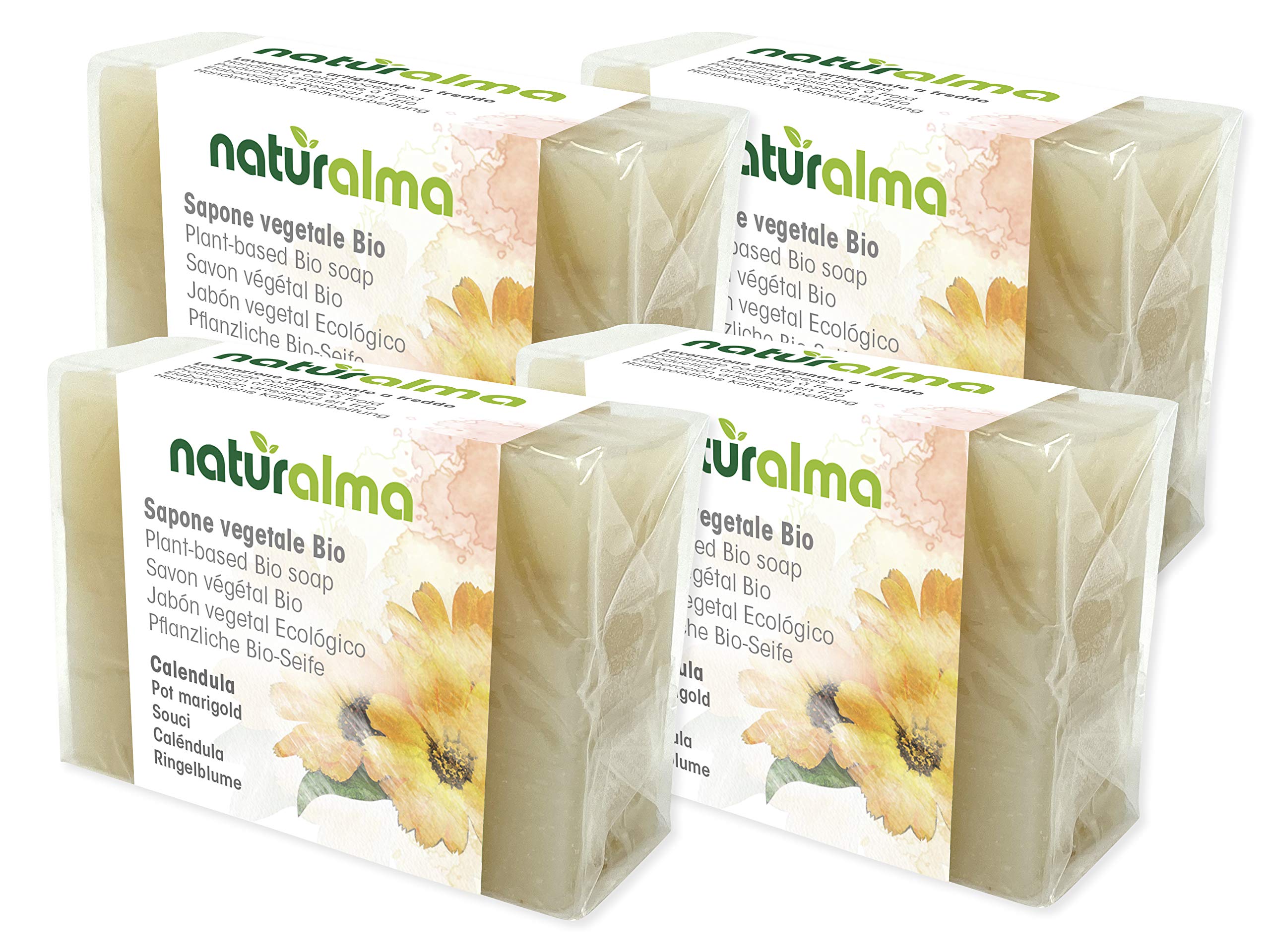 Naturalma POT MARIGOLD SOAP KIT 4 pcs of handcrafted pot marigold soaps, rich in vegetable glycerine and made only with organic raw materials.