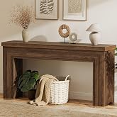 Huuger 63 Inch Entryway Table, Rectangular Console Table for Living Room | Farmhouse Sofa Table Behind the Couch, Long for Entrance, Hallway, Foyer, Rustic Brown