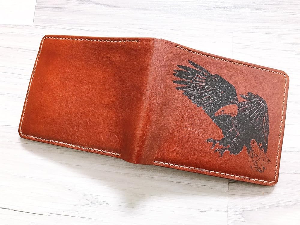 Eagle leather handmade men wallet bifold slim Personalized