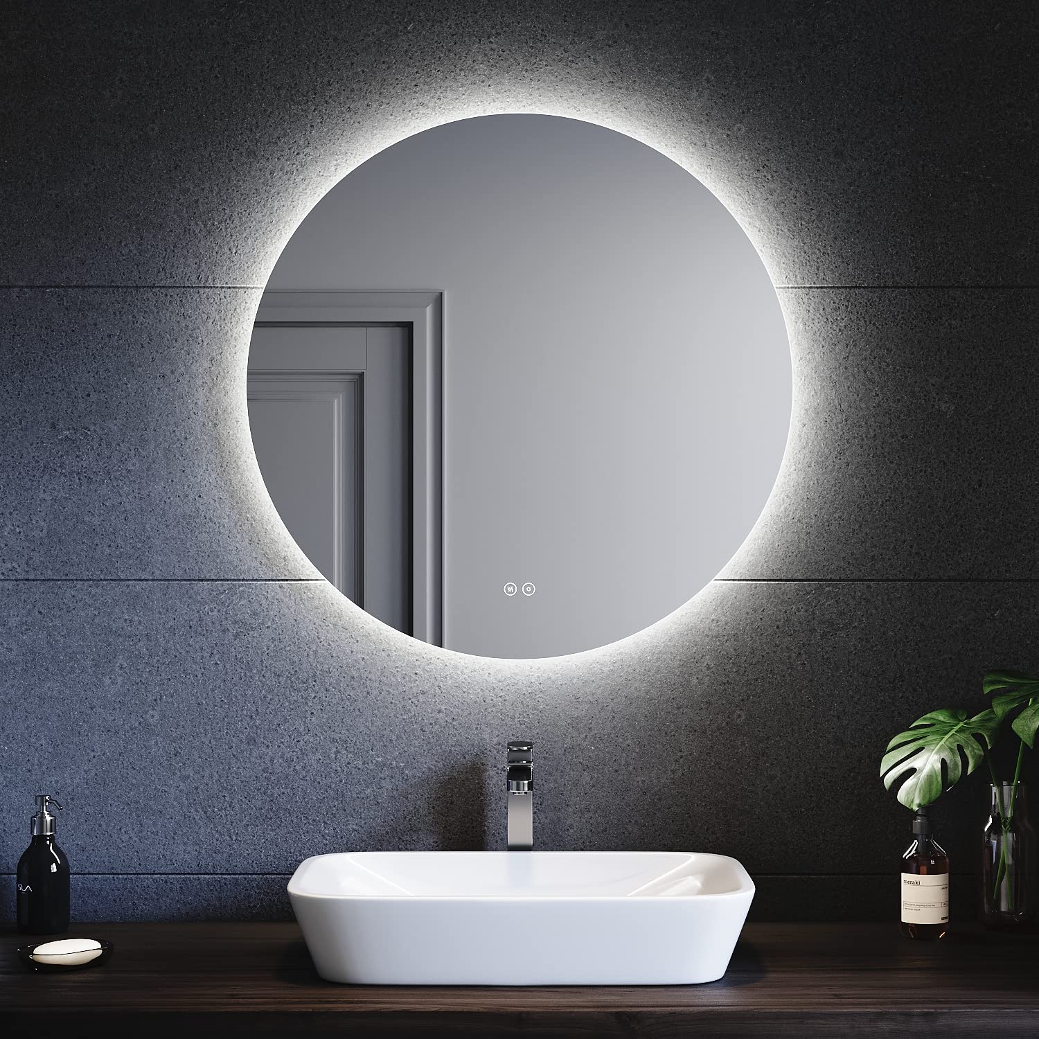 SONNI-Espejo-Bano-con-Luz-Regulable-3-Colores-Antivaho-80×80-cm-Espejo-Bano-LED-Redondo-Pared-con-Interruptor-Tactil