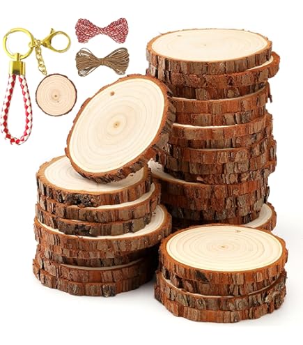 80pcs Natural Wood Slices, HOOMBOOM 3.5 Inch DIY Wooden Christmas Or