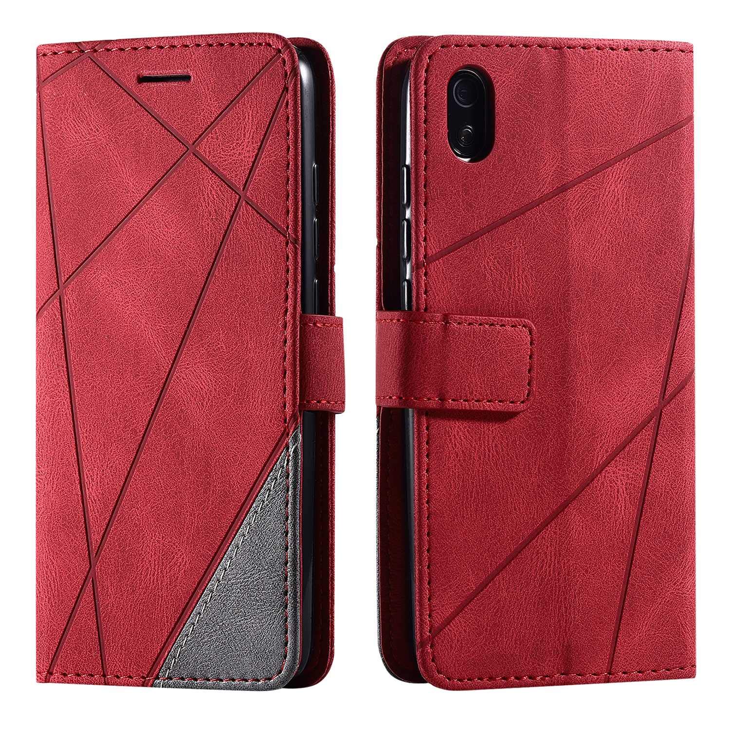SONWO Case for Xiaomi Redmi 7A Case, Premium Leather Flip Wallet Case Magnetic Closure Card Slots Kickstand Phone Case for Xiaomi Redmi 7A, Red
