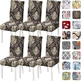 HZDHCLH Baroque Chair Covers 6 Pcs Stretch Removable Washable Dining Slipcovers