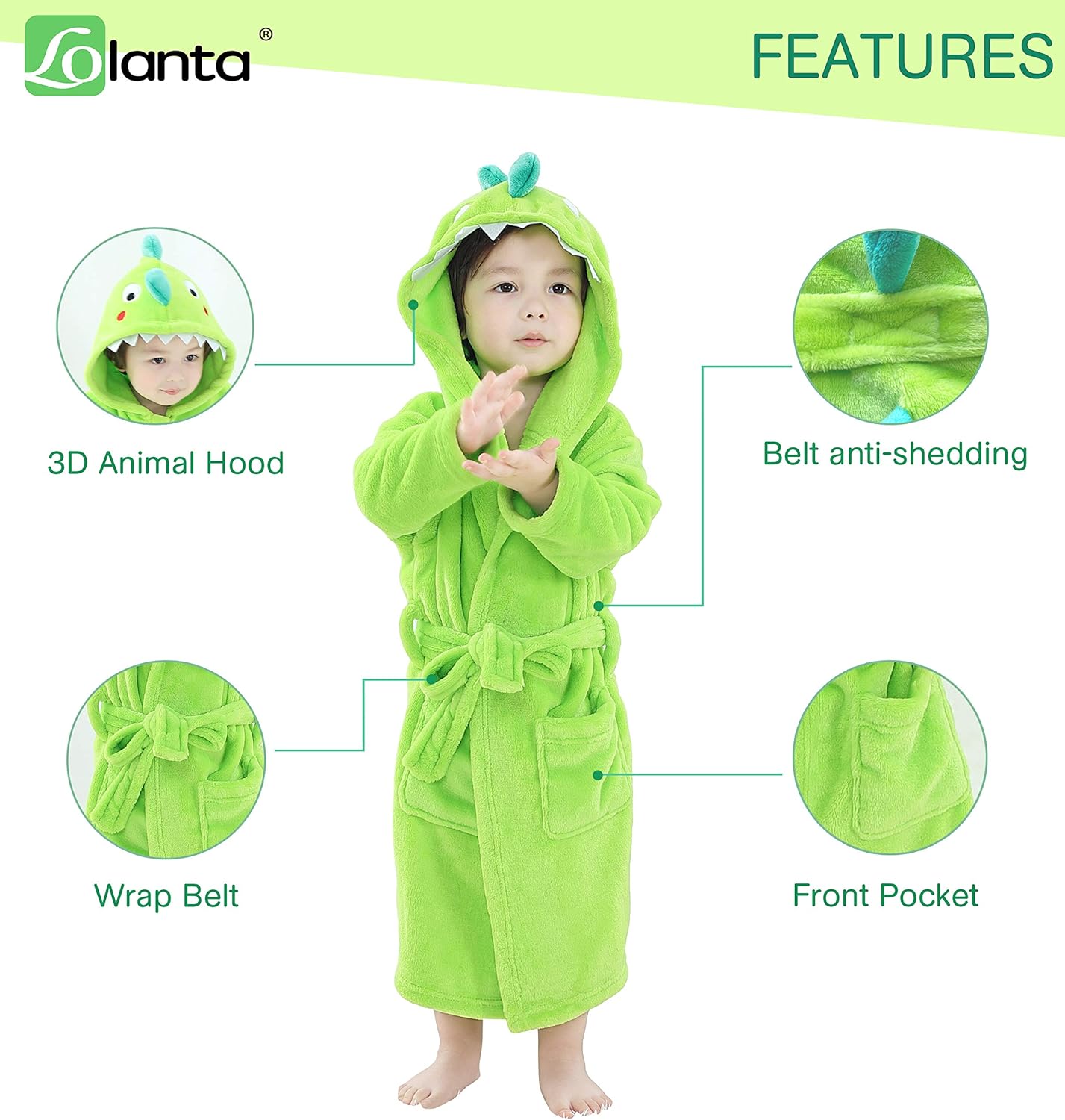 Boys' Girls' Hooded Bathrobe Soft Animal Plush Robe Kids Sleepwear Dressing Gown Gift: Clothing