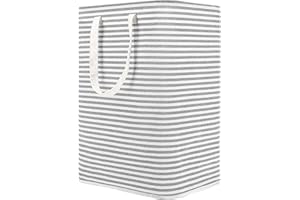 DOKEHOM 80L Freestanding Laundry Hamper with Handle, Collapsible Large Cotton Storage Basket for Clothes (Grey)