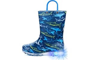 HugRain Light Up Rain Boots for Little Kids