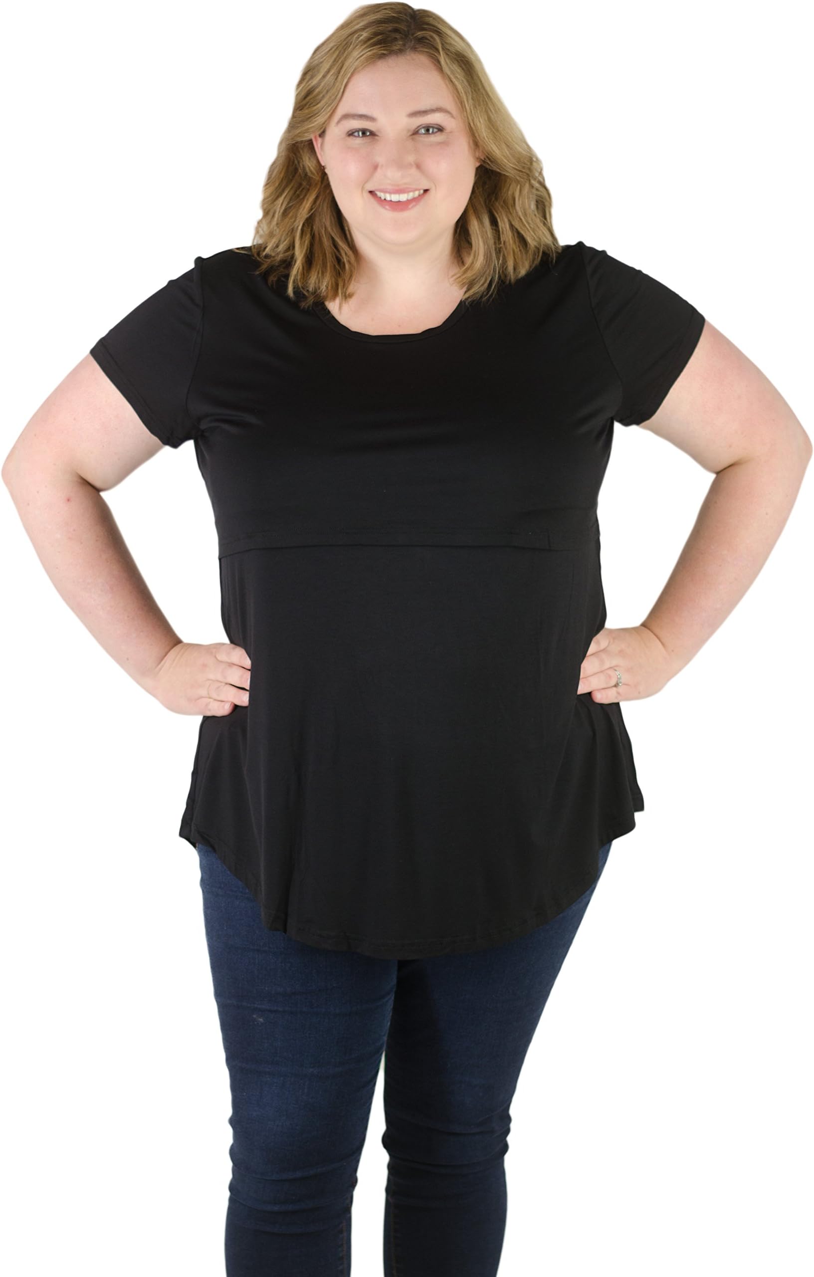 Latched Mama Women's Plus Size Nursing Tee Shirt 4X Black