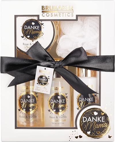 BRUBAKER Danke Mama 5-piece Shower Bath Gift Set Rose Vanilla Sponge Mum