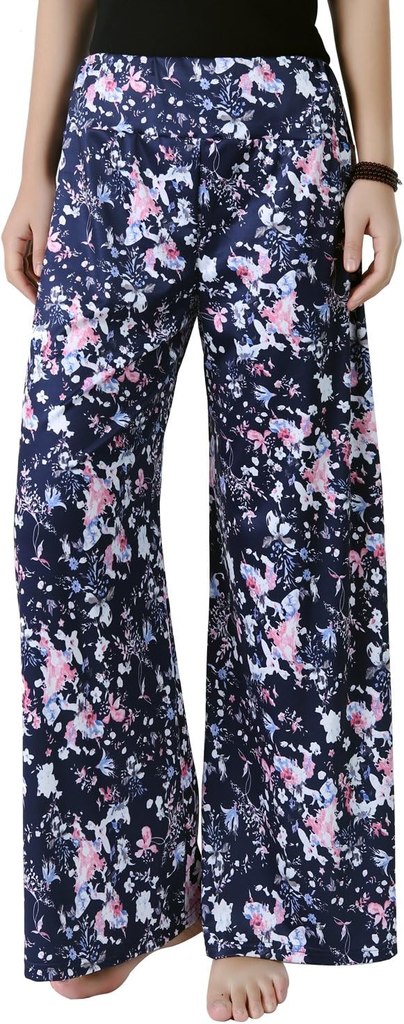 TownCat Womens Palazzo Pants Floral Printed Pants Wide Leg Yoga Pants Long Leg Trousers