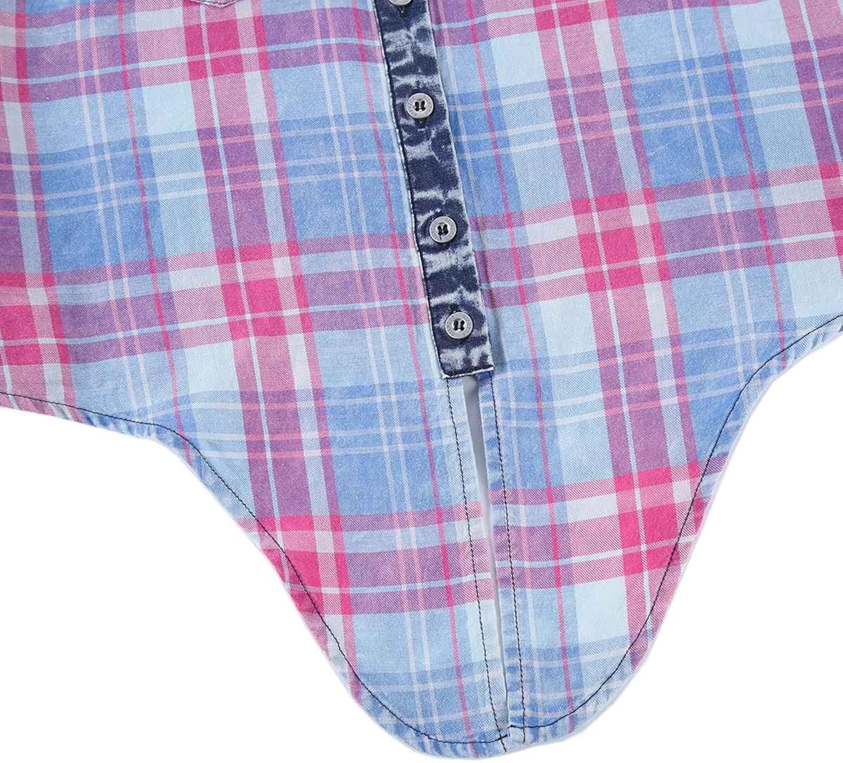 Bienzoe Girl’s Cotton Plaid Denim Sleeveless Tied Casual Blouse: Clothing