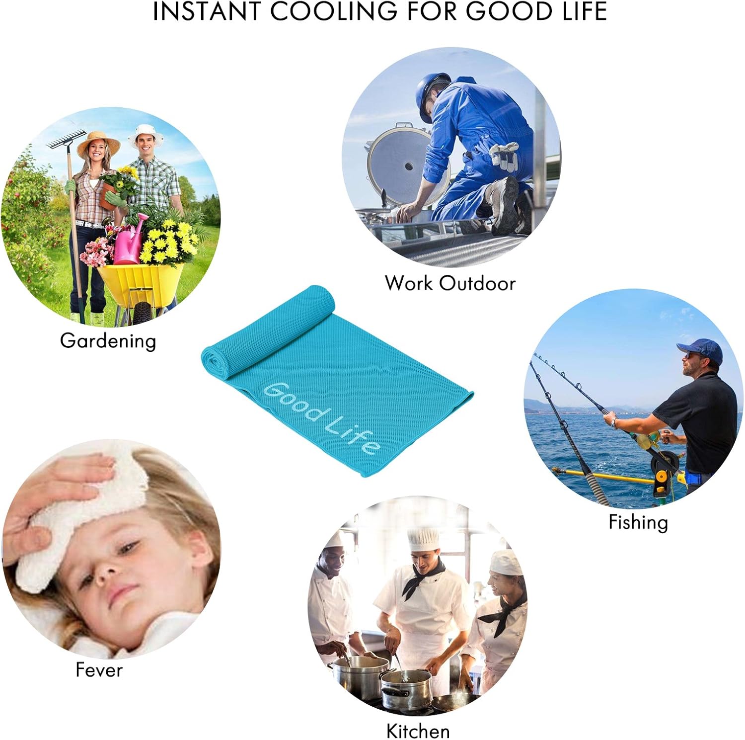 Cooling Towel, Cooling Neck Bandanas, Chill Towels Snap Cool Towel for Gym Golf Sports in Hot Summer, Turquoise 12 x 40 Inch : Sports & Outdoors