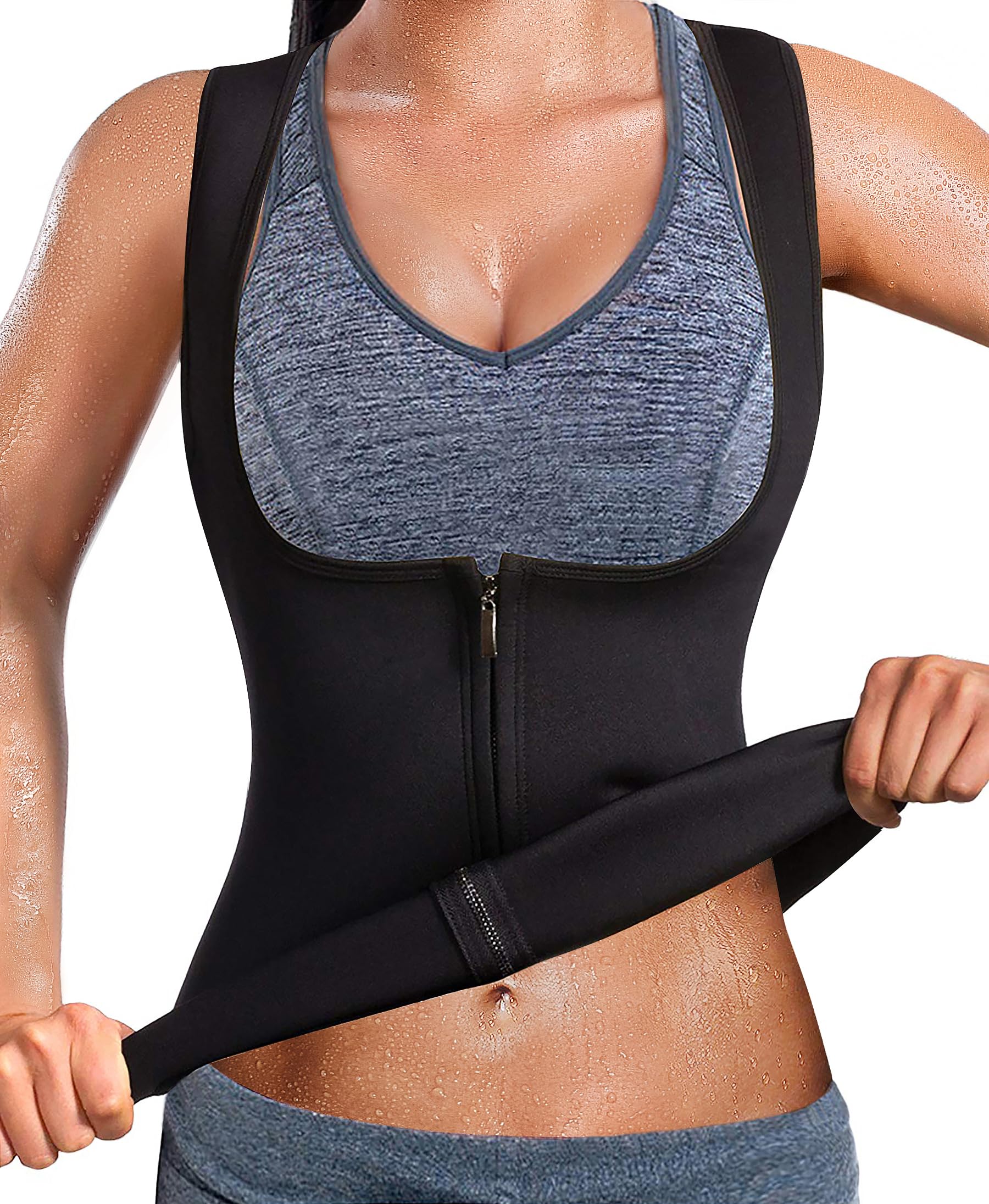 Photo 1 of GAODI Women Waist Trainer Vest Slim Corset Workout Sweat Tank Top Zipper Compression Shirt Sauna Suit Body Shaper