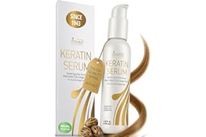 VITAMINS hair cosmetics Keratin Hair Serum for Frizzy and Damaged Hair - Anti Frizz Serum with Biotin, Castor Oil & Collagen for Heat Protection, Shine and Gloss Treatment - 4.25 Fl Oz