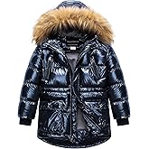 CREATMO US Boy's Winter Parka Water Resistant Hooded Puffer Fleece Lined Jackets Coats