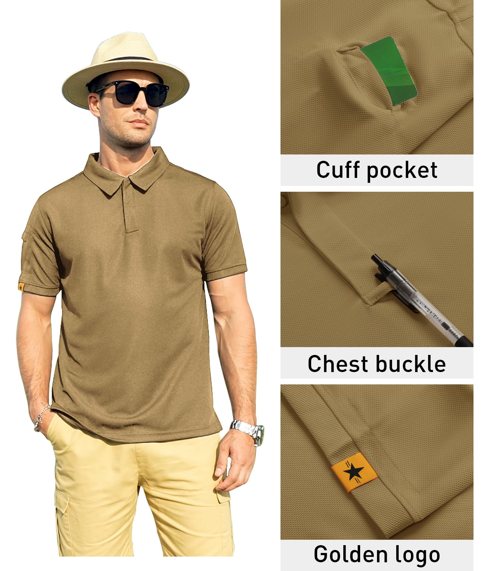 ZITY Mens Polo Shirt Short Sleeve Sports Tactical T-Shirt Athletic Golf Polos Daily Casual Stylish Collared Shirts for Men