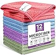 SIFANGKE Microfiber Cleaning Cloth, 12 Pack Cleaning Rag, Cleaning Towels, 4 Color