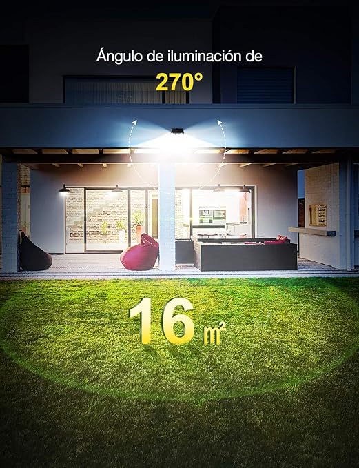 Mpow Luz Solar de Exterior,Lámpara Solar de 3-8M Detección, 270° Ángulo de Iluminación, PIR Sensor de Movimiento, Impermeable IP65, Fácil de Instalar,Jardín ...