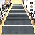 Stair Treads for Wooden Steps Indoor Stair Treads Rugs Anti Slip Carpet for Stairs Runner Non Slip Carpet Mat Rugs kit for Elder and Kids
