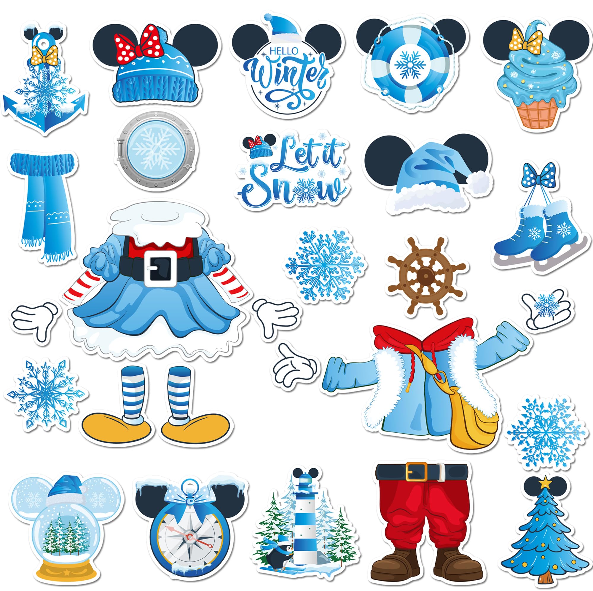Photo 1 of 24 Pcs Cruise Door Decorations Magnetic, Christmas Winter Nautical Mouse Dress Up Cruise Ship Door Magnets, Fun Winter Holiday Magnetic Ship Cabin Signs Fridge Magnets Decor