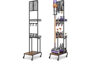 OLAKEE Vacuum Stand for Dyson V15 V12 V11 V10 V8 V7 V6 Gen5, Standing Dock with Accessory Holder, Vacuum Attachments for Dyson Replacement Parts, Floor Docking Station with Cordless Vacuum Storage Organizer