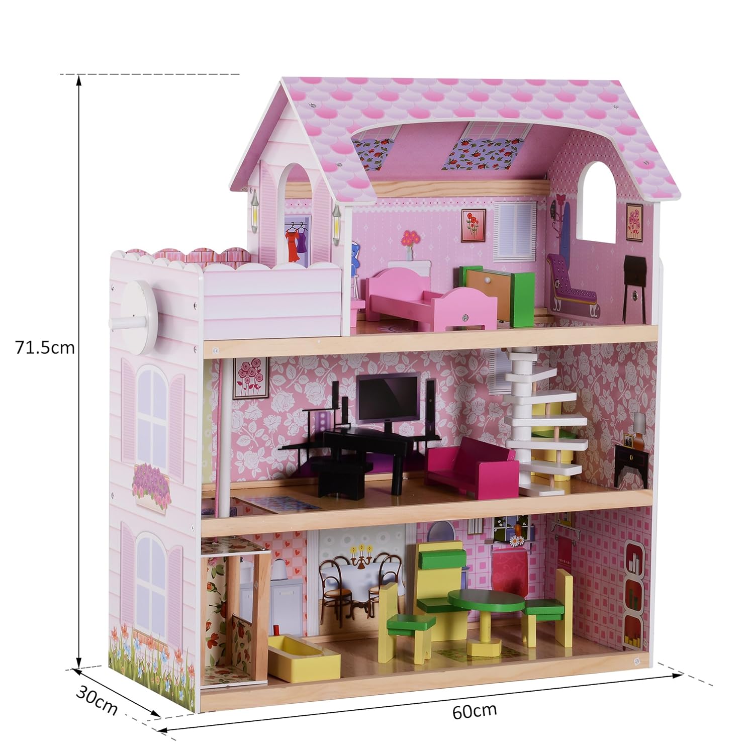 Homcom Casa De Mu ntilde ecas Con 13pcs Muebles Mobiliario Casita Mu