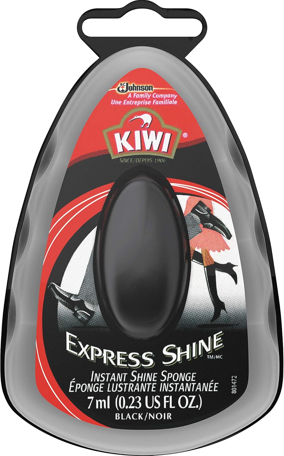 KIWI Express Shoe Shine Sponge | Leather Care for Shoes, Boots, Furniture, Jacket, Briefcase and More | Black