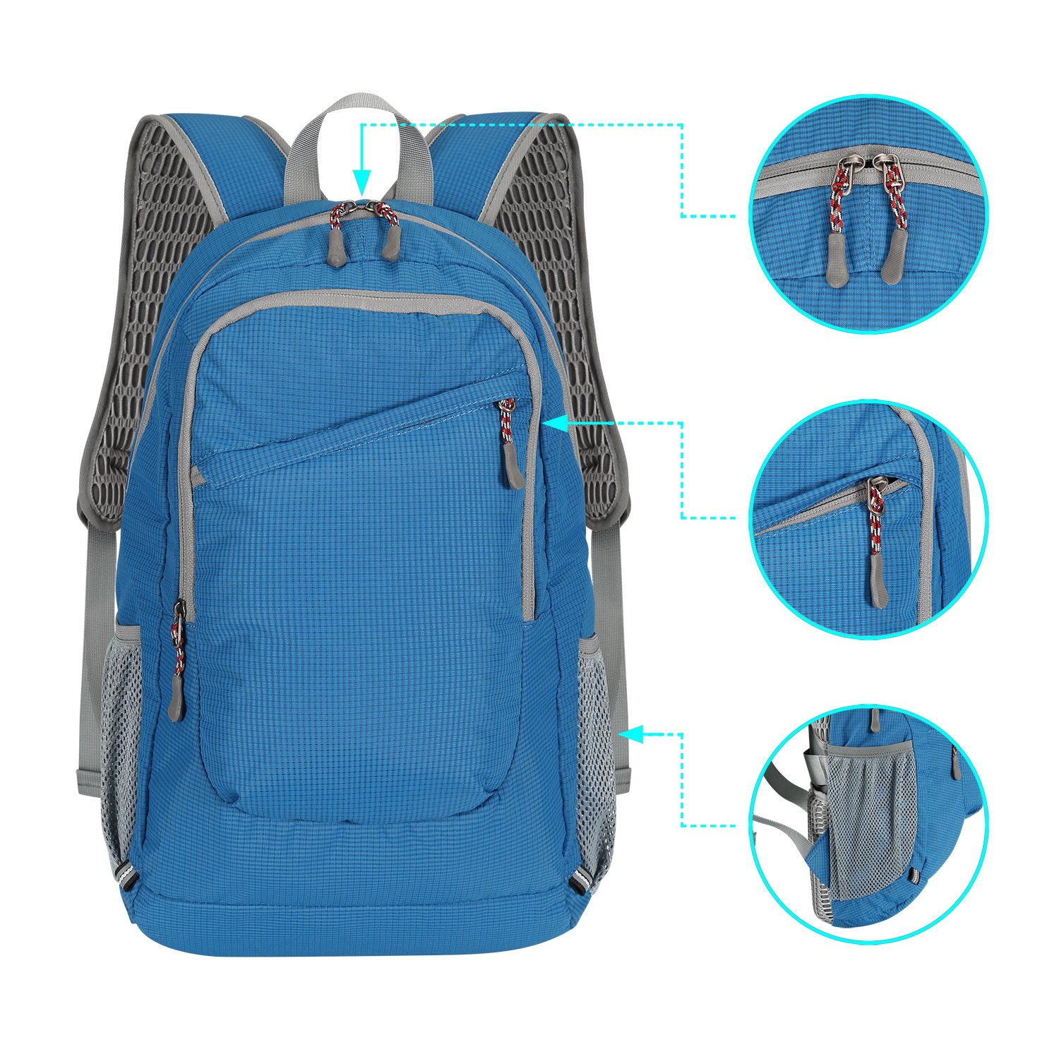 ibagbar Lightweight Travel Backpack Hiking Backpack Water Resistant Casual Multipurpose Daypack for Men and Women Blue