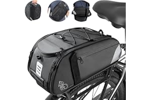 BEEYEO Rear Bike Rack Bag, 13.5L Waterproof Bicycle Ebike Saddle Bag Bicycle Trunk Pannier Rear Seat Bag with Reflector, Cycling Bike Carrier Backseat Storage Luggage for Commuter Travel