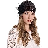 ZLYC Women Crochet Beanie Hat Summer Handmade Knit Decorated Lightweight Skull Cap