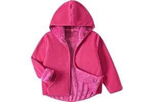 EIGIOO Kids Boys Girls Polar Fleece Jacket with Hood Toddler Outerwear Warm Autumn Winter Youth Coat 3-12Years