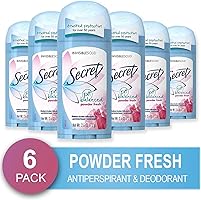 Secret Antiperspirant and Deodorant for Women, Powder Fresh Scent, Invisible Solid, pH Balanced, 2.6 oz (Pack of 6)