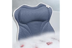 CONBELLA Bath Pillow, Bath Pillows for Tub Neck and Back Support, Bathtub Pillows for Head and Neck with 6 Strong Non-Slip Suction Cups, 4D Air Mesh, Bath Accessories Spa Gifts for Women(Blue)