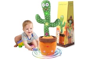 MIAODAM Dancing Talking Cactus Toy for Baby Toddler, Colorful Glowing Repeating What You Say, Singing Talking Toy 120 Pcs Songs for Baby Dancing Cactus Mimicking Toys