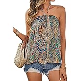 SweatyRocks Women's Boho Floral Print Backless Halter Top Summer Sleeveless Cami Tank Tops
