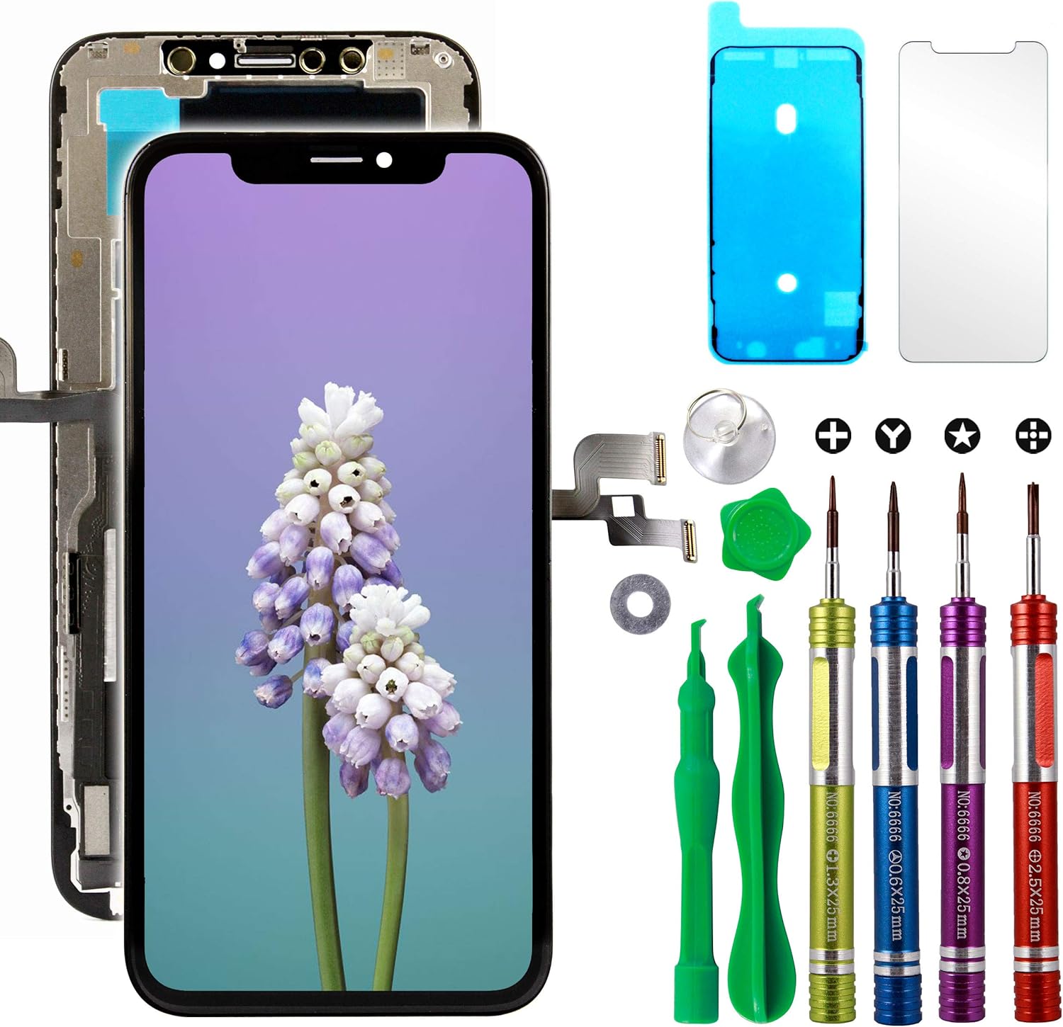Ace Tech Compatible with iPhone Xs LCD Screen Replacement 5.8 inch (Model A1920, A2097, A2098,A2099, A2100) LCD Touch Screen Display Digitizer Repair Kit Assembly with Complete Repair Tools