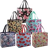 BeeGreen Flower Reusable Shopping Bags For Groceries 6 Pack- Large Foldable Tote Bags- Strong Handles for Heavy Groceries, Perfect for Supermarket, Farmers Market, and Storage Organization