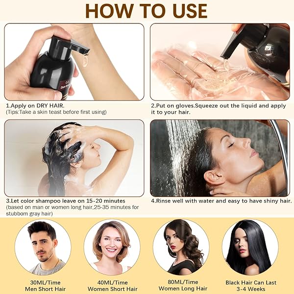 HERBAL CHESTNUT BROWN HAIR DYE SHAMPOO 3 IN 1 FOR WOMEN & MEN, INSTANT COCONUT BROWN HAIR COLOR SHAMPOO COLORS IN 25 MINUTES, LONG LASTING & EASY TO USE BROWN HAIR SHAMPOO 500ML (CHESTNUT BROWN)