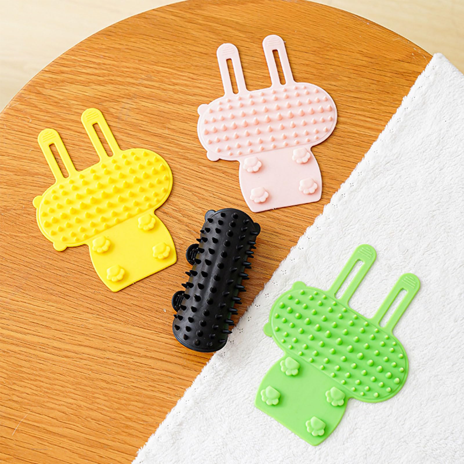 Wmzjnljy 4pcs Cat Self Groomer Soft Silicone 2-in-1 Cleaning Pet Brush Cat Corner Brush Wall Corner Tickling Adjustable Face Scratchers for Haired, Scratchers for Table Legs(U71-4)