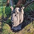 Super Happy Buddha Statue: Solid Durable Stone Statue w/Distressed Texture. Perfect Home Design & Sealed for Outdoor Use. Handcrafted USA. (Antique/Gray)