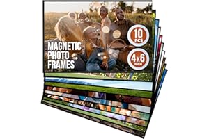 JUZARI 10 Pack 4x6 Magnetic Picture Frames for Refrigerator - Magnet Picture Frames for Fridge - Clear Magnetic Photo Sleeve 4 x 6 Magnetic Frame Photo Magnets - Locker Magnets & Decor - Locker Picture Frame
