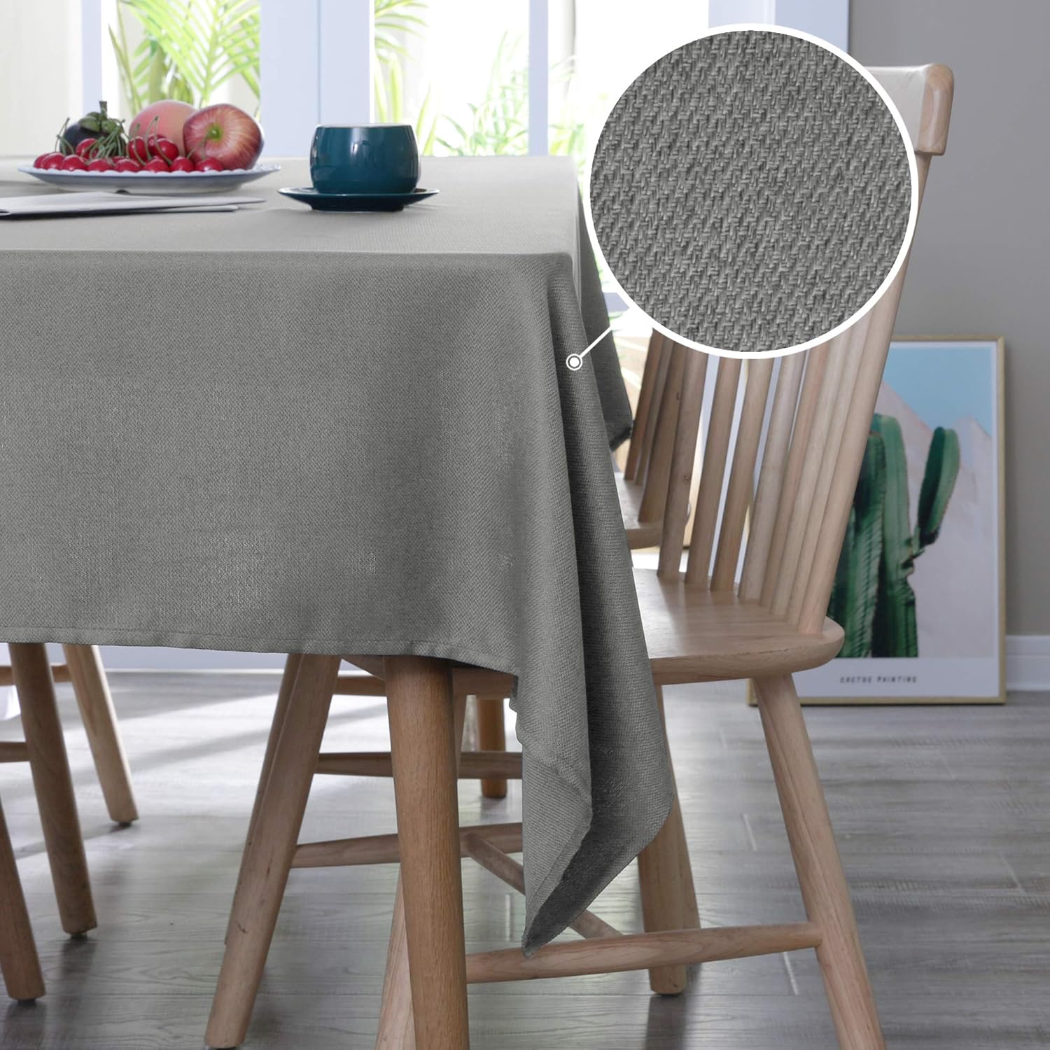 Deconovo Faux Linen Table Cloth Wipeable Table Cloth Water Resistant