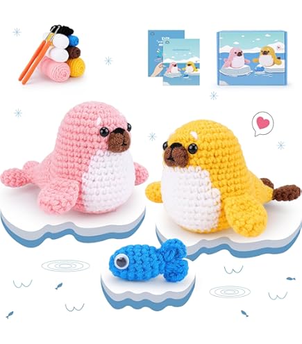Beginner Crochet Kit - Make A Yellow Puffer Animal With Video Tutorials | DIY Craft Gift For Adults & Kids