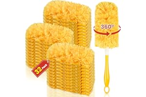 PURE REALM Duster Refills Compatible with Swiffer Dusters，Multi Surface 360 Heavy Duty Duster Refills & 1 Handle, Disposable Dusters for Cleaning (32 Count+1 Handle)