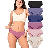 BAMBOO COOL Women's No Show Bikini Seamless Underwear for Women Low Waisted Non-marking Stretch Panties Full Coverage，6 Pack